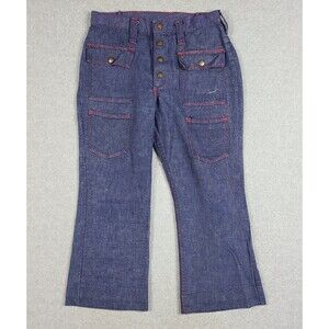 Vintage 1970s Wrangler Womens Snap Button Fly Denim Blue Jeans Size 15/16 Hemmed